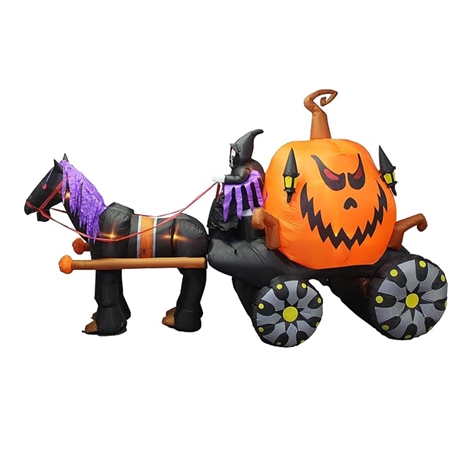 Inflatable 15' Grim Reaper with Pumpkin Carriage