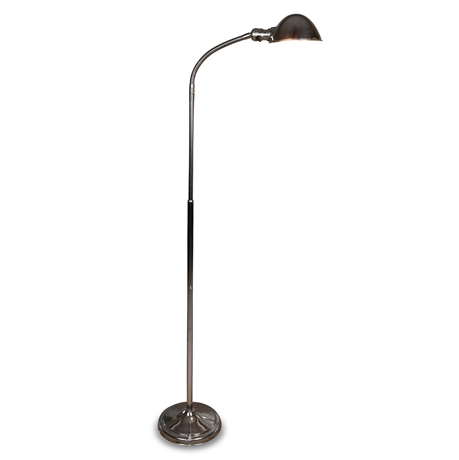 Mid-Century Goose Neck Adjustable Height Chrome Floor Lamp