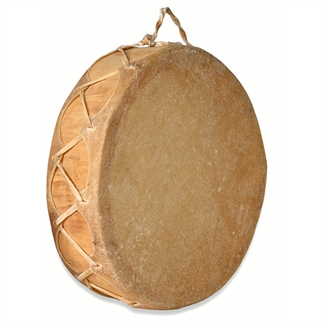 Cochiti Pueblo Hand Drum – Signed “Yellowbird,” Wood, Sinew & Hide, 11.5"