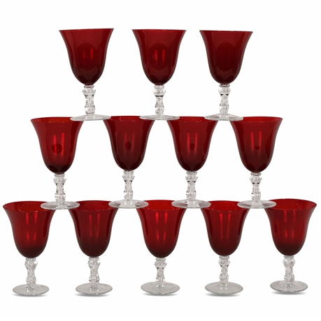 (13) Ruby Red Crystal Water Goblets