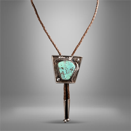1970's Turquoise & Sterling Bolo Tie