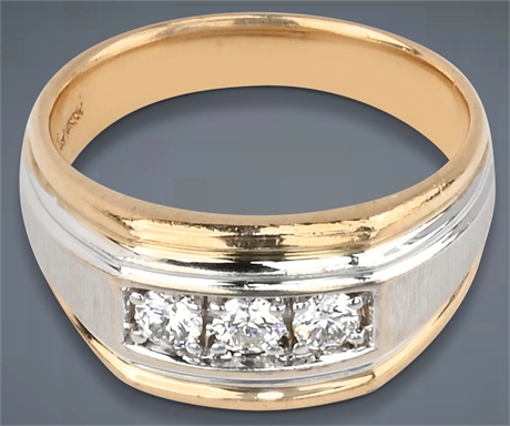 Vintage 14K Gents Diamond Ring, Size 10.5