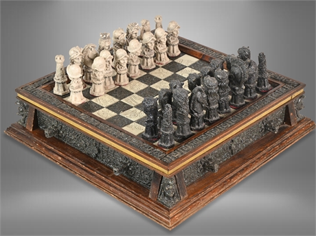 Vintage Aztec Style Chess Set