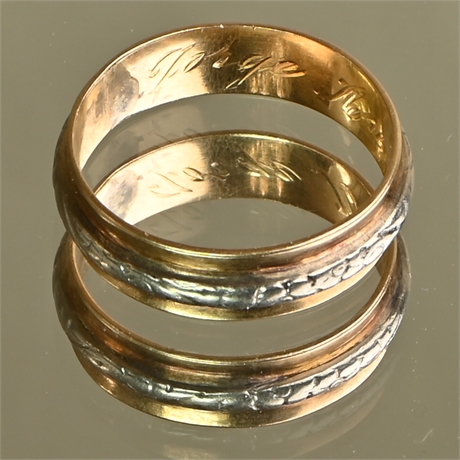 18K Yellow and White Gold Band, Size 6
