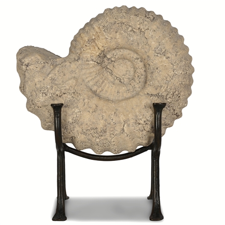 Ammonite Fossil Replica with Iron Display Stand