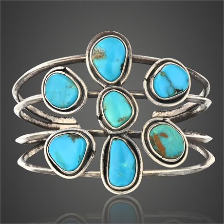 1960s–70s Navajo Triple-Shank Sterling Silver Cuff Bracelet
