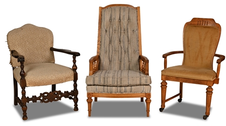 For Restoration: 3 Upholstered Armchairs