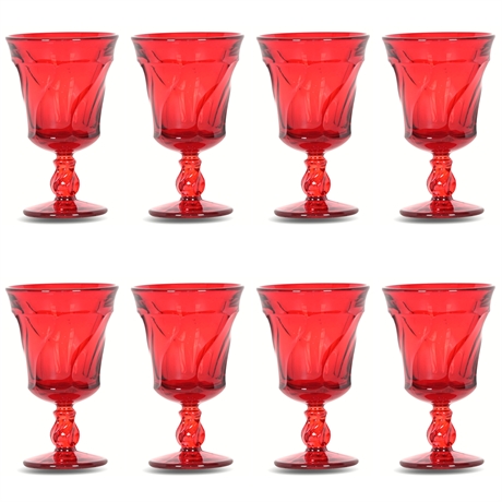 8 Fostoria Vintage Ruby Red "Argus" Wine Goblets