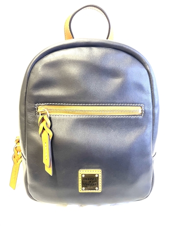 Dooney & Bourke Navy And Brown Leather Backpack