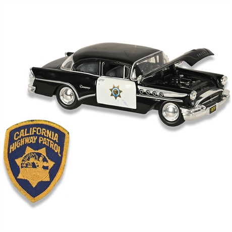 Maisto 1955 Buick Century CHP Patrol Car 1:25 Die-Cast + Patch