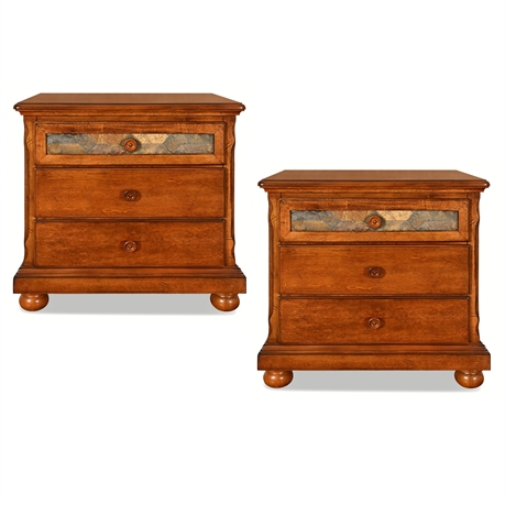 Toscana 3-Drawer Slate Panel Nightstands by Ashley Furniture – Rustic Finish