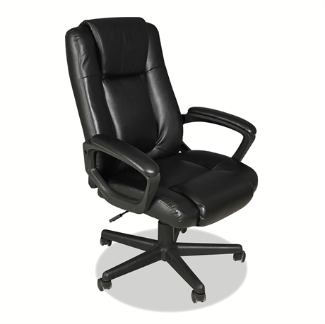 Black Bonded Leather High-Back Executive Office Chair, Tilt & Swivel