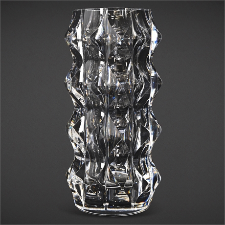 Hadeland “Diamant” Crystal Vase by Willy Johansson — Signed, 1970s Norway