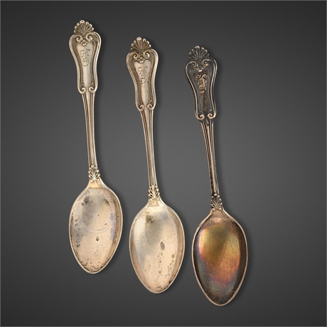 Alvin "Suffolk" Sterling Silver Teaspoons, Set of 3, Monogram "K"