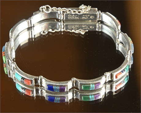 Calvin Begay Inlaid Sterling Silver Bracelet