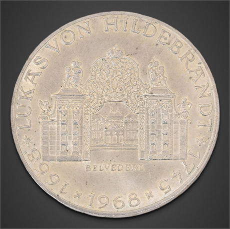1968 Austria 25 Schilling Silver — Lukas von Hildebrandt / Belvedere