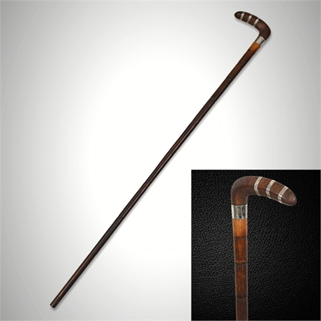 Tiffany & Co. Sterling Walking Cane — Burl Handle, Bamboo