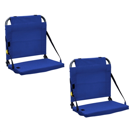 PAIR GCI Outdoor BleacherBack Stadium Chairs (Blue) — New