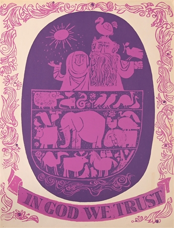 David Weidman “In God We Trust” Serigraph — 1970s Noah’s Ark Print