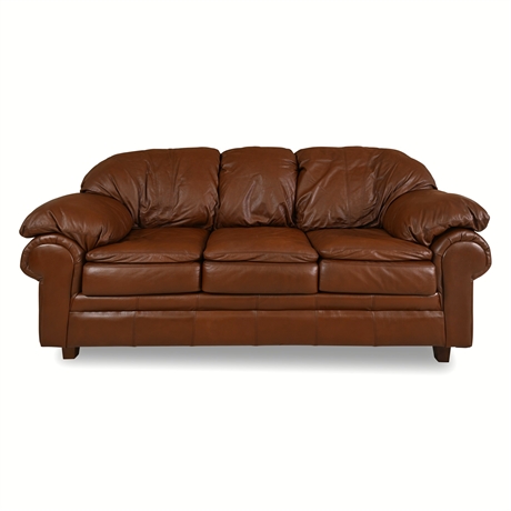 Pampa Texas Brown Full-Grain Leather Three-Cushion Sofa