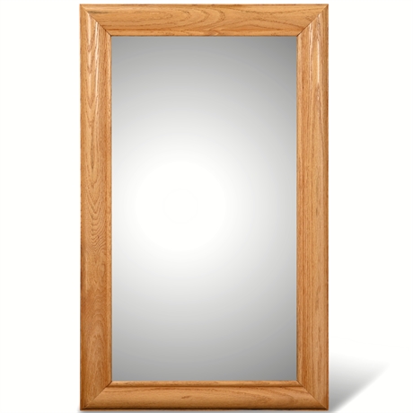 35" Oak Beveled Mirror