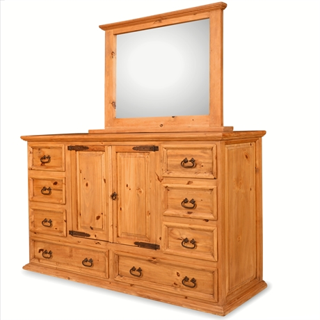 Rustic Paneled Dresser with Mirror by Rusticos Sierra