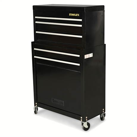 Stanley 100 Series 5-Drawer Rolling Tool Chest — 2-Piece with Cabinet