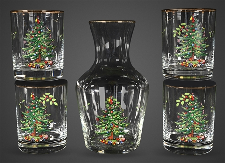 Spode Christmas Tree Bar Set – Carafe, Tumblers, Trivet & Pimpernel Coasters
