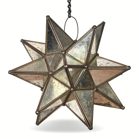 12" Architectural Moravian Star Ornament — Distressed Steel & Glass