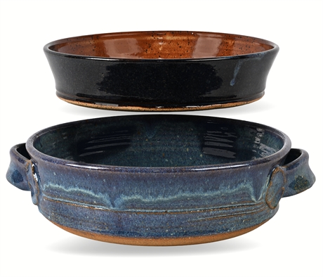 2020 Studio Pottery Baking Dishes, Signed – Blue & Teal/Rust Glazes