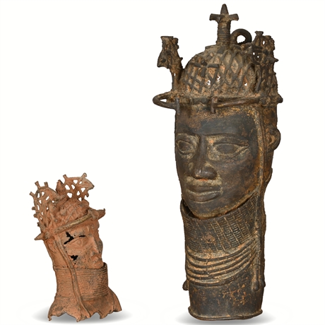 Vintage African Benin Bronze Sculptures