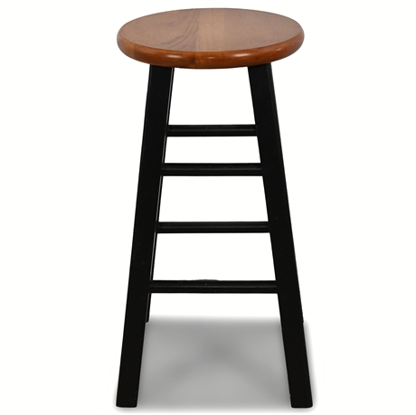 Bar Stool with Round Seat in and Ebonized Legs