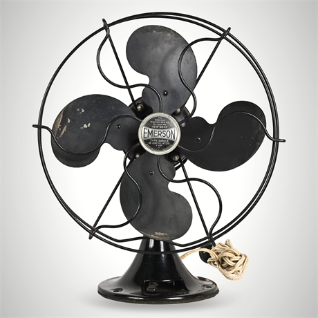 Emerson Type 2250B 10" Oscillating Desk Fan – 1930s Maker Marked, Tested