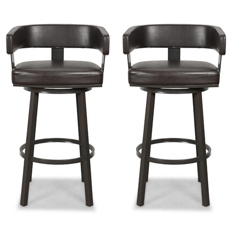 Pair Armen Living 38" Bar Height Metal Bar Stools