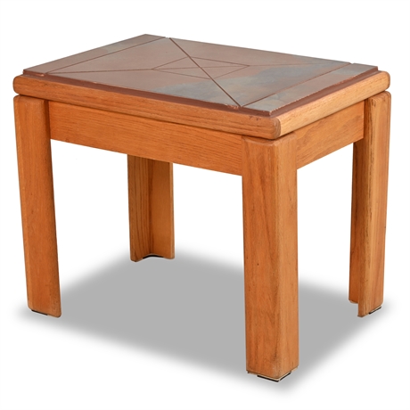 Tile Top Oak Side Table