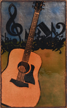 Houston Llew Spiritile No. 030 “In Tune” – Glass on Copper Wall Hanging