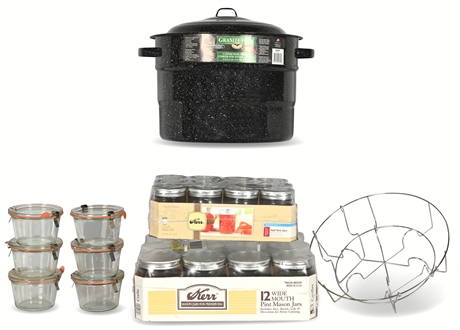 Home Canning Set: Granite Ware Canner and Jars