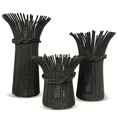 Iron "Wheat Sheaf" Pillar Candle Holders