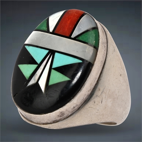 Vintage Zuni Inlaid Ring, Size 11