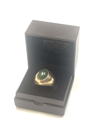 14K Gold Ring with Green Stone