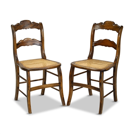 Pair Antique Victorian Cane Accent Chairs