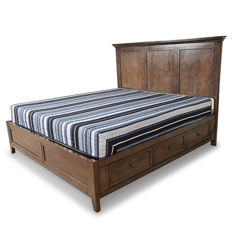 San Mateo King Storage Platform Bed – Tuscan Finish, 6 Cedar-Lined Drawers