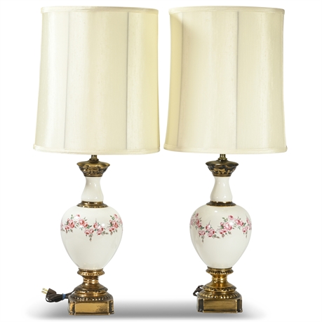 Pair Vintage 35" Ceramic Table Lamps