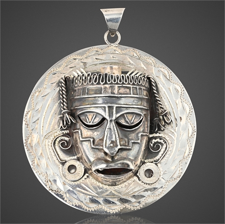 Taxco Sterling Silver Mask Pendant