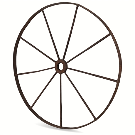 Antique Iron Wagon Wheel – 29.75" Diameter, 9 Spokes