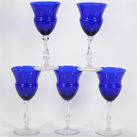 Royal Blue Cambridge Water Goblets