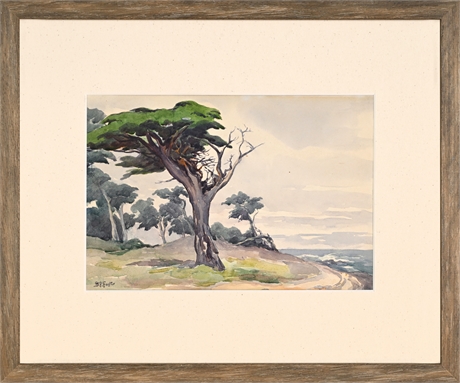 Georgia Parkins Foster Carmel Cypress Watercolor California Landscape