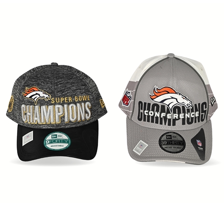 Denver Broncos Super Bowl 50 & XLVIII Champions Hats — New Era 9FORTY & 39THIRTY