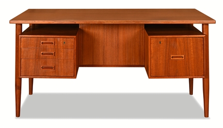 Peter Løvig Nielsen Danish Mid-Century Teak Executive Desk, 1960s