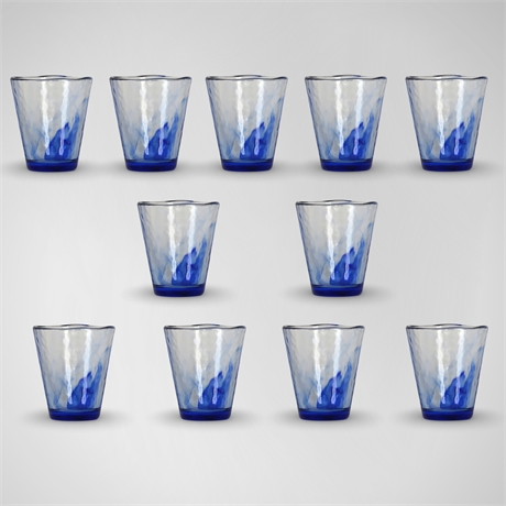 (11) Bormioli Rocco Italy Murano Cobalt Blue Rock Glasses